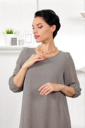 Платье. Цвет: чёрный бежевый с рисунком