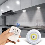 Потолочный светодиодный светильник SimpleShop для шкафа / Беспроводной ночник фонарик настенный с дистанционным управлением и регулируемой яркостью на батарейках