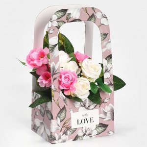 Дарите Счастье Коробка-переноска для цветов «С любовью», 17 x 12 x 32 см