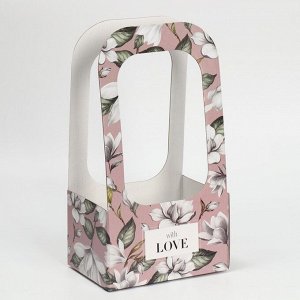 Дарите Счастье Коробка-переноска для цветов «С любовью», 17 x 12 x 32 см