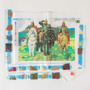 УЦЕНКА Алмазная мозаика с частичным заполнением «Три богатыря» 30х40 см