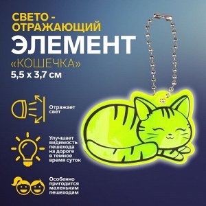 Светоотражающий элемент «Кошечка», двусторонний, 5,5 x 3,7 см