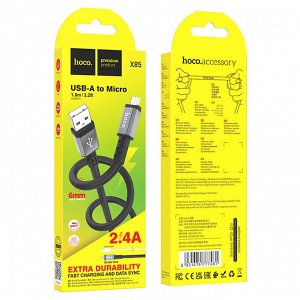 USB кабель Hoco "Strength" MicroUSB / D6 мм, 2.4A, 1 м