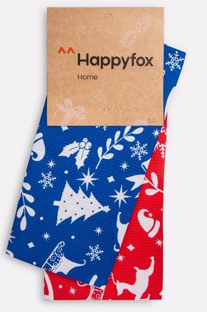 Набор вафельных полотенец с петельками 2шт Happy Fox Home