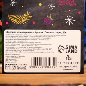 Шоколадная открытка «Кролик. Символ года», 4*5 г