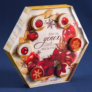 Подарочный набор «Новогодняя роскошь»: чай чёрный 50 г., крем-мёд 6 шт. x 30 г.