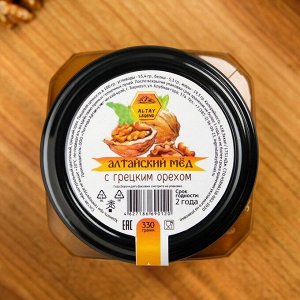 Мёд Алтайский натуральный цветочный, с грецким орехом, 330 г