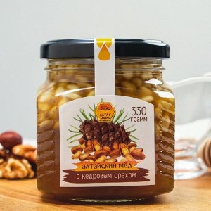 Мёд Алтайский натуральный цветочный, с кедровым орехом, 330 г