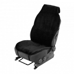Накидка на передне сиденье, искусственный мутон, на антислике, 55х145 см, черный