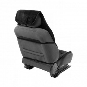 Накидка на передне сиденье, искусственный мутон, на антислике, 55х145 см, черный