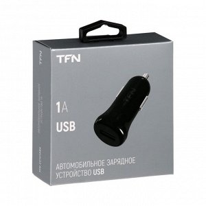 Автомобильное зарядное устройство TFN , USB, 1 А, защита от перегрузок и замыкания, черное