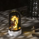 Светодиодная фигура под куполом «Дед Мороз с мешком» 6 * 9.5 * 6 см, дерево, батарейки LR1130х3, свечение тёплое белое