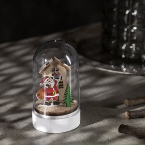 Светодиодная фигура под куполом «Дед Мороз с мешком» 6 x 9.5 x 6 см, дерево, батарейки LR1130х3, свечение тёплое белое