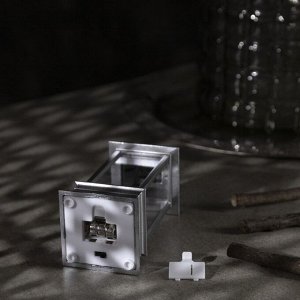 Светодиодная фигура «Серебристый фонарь со свечкой» 5.5 ? 13 ? 5.5 см, пластик, батарейки AG13х3, свечение тёплое белое