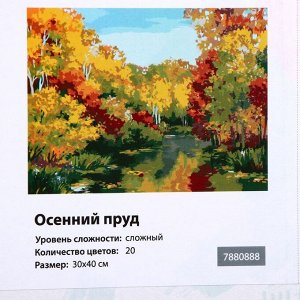 Картина по номерам на холсте с подрамником «Осенний пруд», 40х30 см