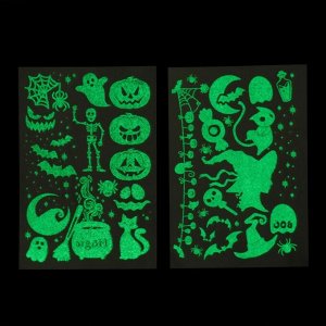 Набор тату на Halloween, 2 листа в наборе, светятся в темноте