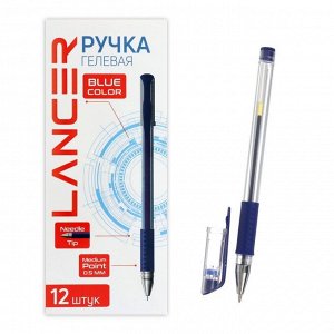 Ручка гелевая, 0.5 мм, синяя, прозрачный корпус