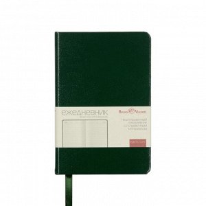 Ежедневник недатированный А6, 100 листов Megapolis, твёрдая обложка, искусственная кожа, зелёный