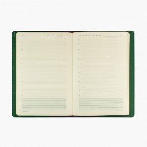 Ежедневник недатированный А5, 136 листов OXFORD, обложка искусственная кожа, сменный блок, зелёный