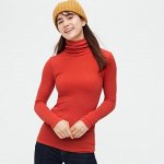 UNIQLO Heattech - бесшовная ребристая термо-водолазка - 27 ORANGE