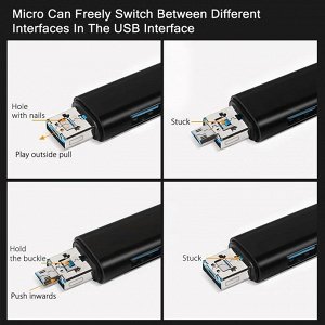 Card Reader 5 в 1 переходник мультифункциональный USB*2 / Micro SD / TF / Micro USB / Type-C