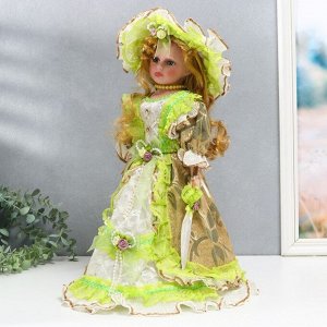 Кукла коллекционная керамика "Фрейлина Абигейл в карамельно-зелёном платье" 40 см