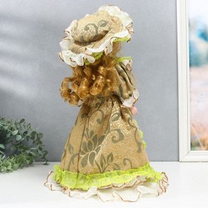 Кукла коллекционная керамика "Фрейлина Абигейл в карамельно-зелёном платье" 40 см