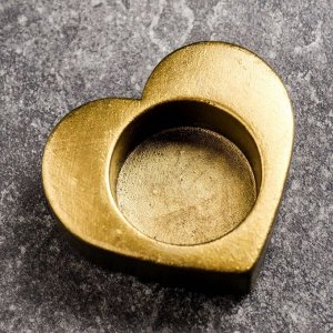 Хорошие сувениры Подсвечник &quot;Сердце&quot;, состаренное золото, 6х6х3 см, для свечи d=3,5 см