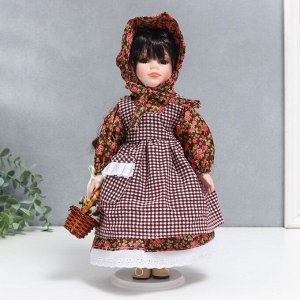 Кукла коллекционная керамика "Марфушечка в цветочном платье и косынке" 30 см