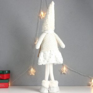 Кукла интерьерная "Девочка в зимнем белом наряде с серебром" 63х20х13 см