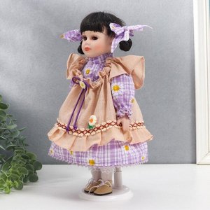 Кукла коллекционная керамика "Зося в сиреневом платье с ромашками" 30 см