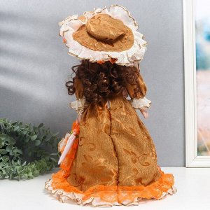 Кукла коллекционная керамика "Фрейлина Абигейл в карамельно-оранжевом платье" 40 см