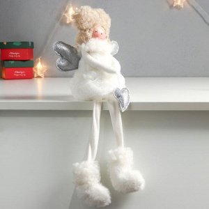 Кукла интерьерная "Ангелочек с кудряшками, в белом, с сердечком" длинные ножки 42х9х17,5 см   757530
