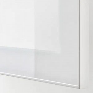 БЕСТО, Шкаф для ТВ, комбинация/стеклян дверцы, белый/Сельсвикен глянцевый/бежевый прозрачное стекло, 240x42x129 см
