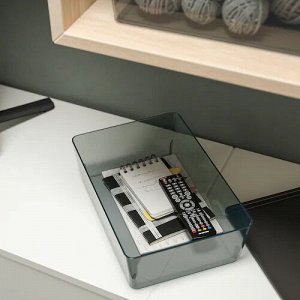 IKEA KUGGIS, Коробка с крышкой, прозрачная черная, 18x26x8 см