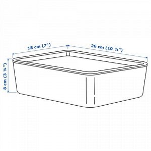 IKEA KUGGIS, Коробка с крышкой, прозрачная черная, 18x26x8 см