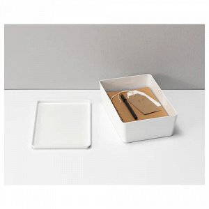 KUGGIS, Коробка с крышкой, белая, 18x26x8 см