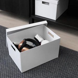 TJENA, Ящик для хранения с крышкой, белый, 25x35x20 см