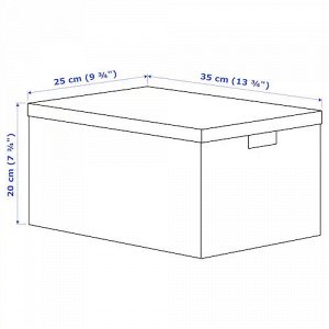 TJENA, Ящик для хранения с крышкой, белый, 25x35x20 см