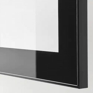 БЕСТО, Шкаф для ТВ, комбинация/стеклян дверцы, черно-коричневый/Сельсвикен глянцевый/коричневый прозрачное стекло, 240x42x129 см