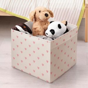 REGNBROMS, Коробка для хранения вещей , сердечко/розовая, 33x38x33 см