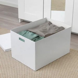 TJENA, Коробка для хранения  с крышкой, белый, 35x50x30 см