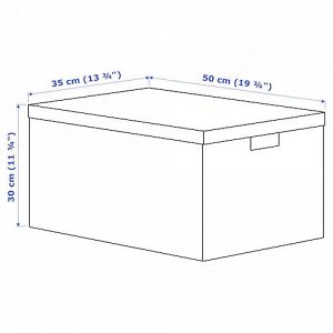 TJENA, Коробка для хранения  с крышкой, белый, 35x50x30 см