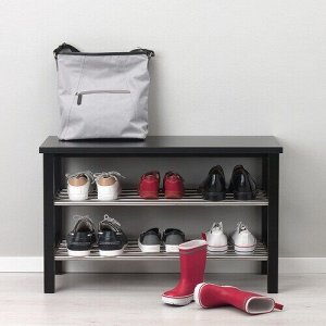 TJUSIG, скамья с полкой для обуви, черная, 81x34x50 см