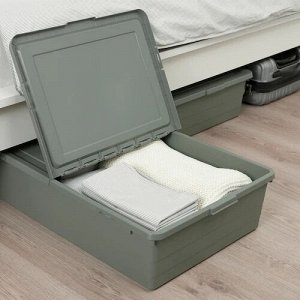 SOCKERBIT, Ящик для хранения с крышкой, серо-зеленый, 50x77x19 см