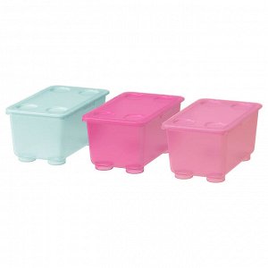 GLIS, Коробка с крышкой, розовый/бирюзовый, 17x10 см