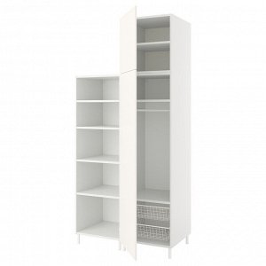 PLATSA, шкаф-купе с 2 дверцами, белый/Fonnes white, 120x57x251 см