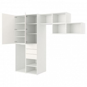 PLATSA, шкаф-купе с 2 дверцами + 3 выдвижными ящиками, белый/FONNES white, 300x57x241 см