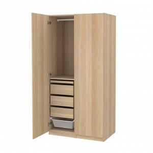 PAX / FORSAND, комбинированный шкаф, эффект белого мореного дуба/white stained oak effect, 100x60x201 см