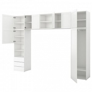 PLATSA, шкаф-купе с 8 дверцами + 3 выдвижными ящиками, белый/Fonnes Sannidal, 340x42x241 см